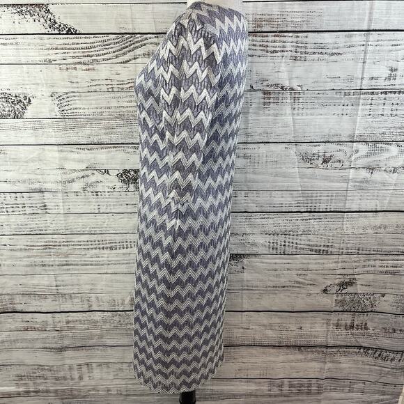 Connect Apparel Dress sz 10 Lilac Silver Gold Chevron Lace Straight Stretch Knee - Picture 9 of 11